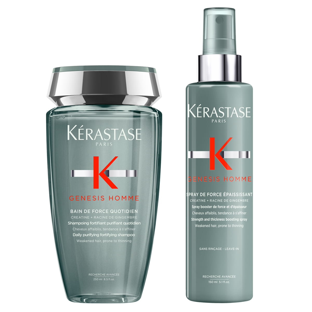 Kérastase Genesis Homme zestaw wzmacniający włosy dla mężczyzn | kąpiel 250ml, spray 150ml