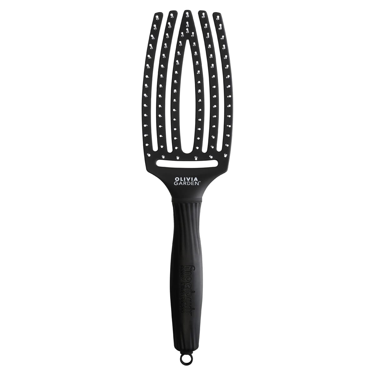 Olivia Garden Finger Brush Ionic Care Medium nylonowa szczotka do rozczesywania włosów  | black