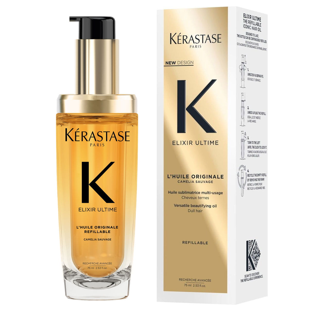 Kérastase Elixir Ultime Refillable oryginalny olejek do włosów do wielokrotnego napełniania 75ml