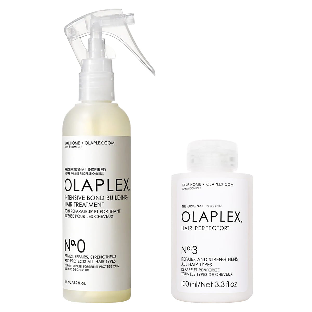 Olaplex zestaw odbudowujący włosy | kuracja No. 0 155ml, perfector No. 3 100ml