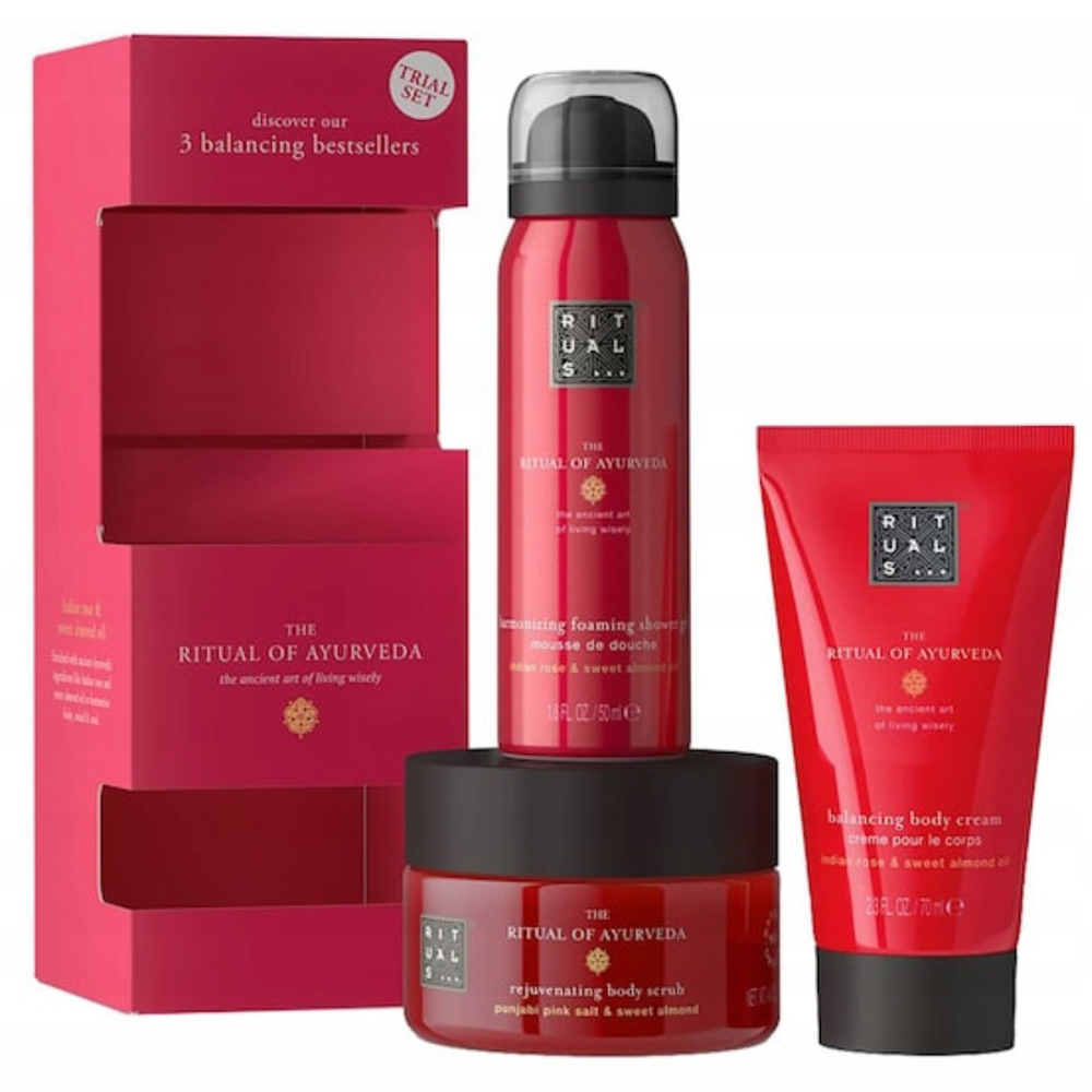 Rituals The Ritual of Ayurveda Trial Set nawilżający zestaw trzech bestsellerowych kosmetyków do ciała
