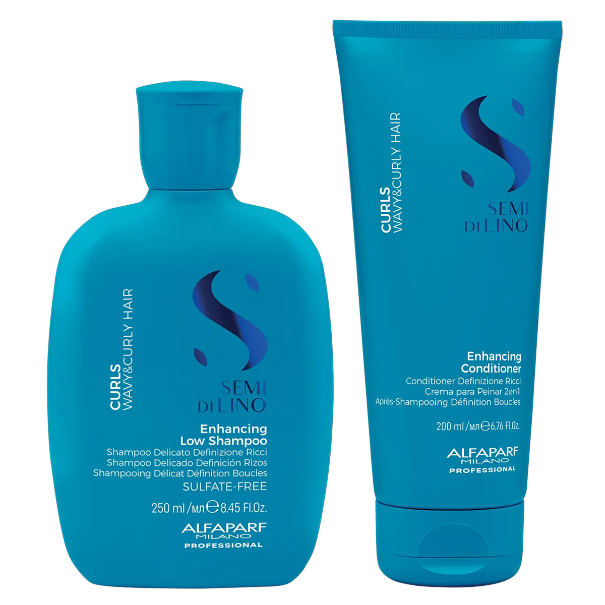 Alfaparf Semi di Lino Curls zestaw do włosów kręconych i falowanych | szampon 250ml i odżywka  200ml