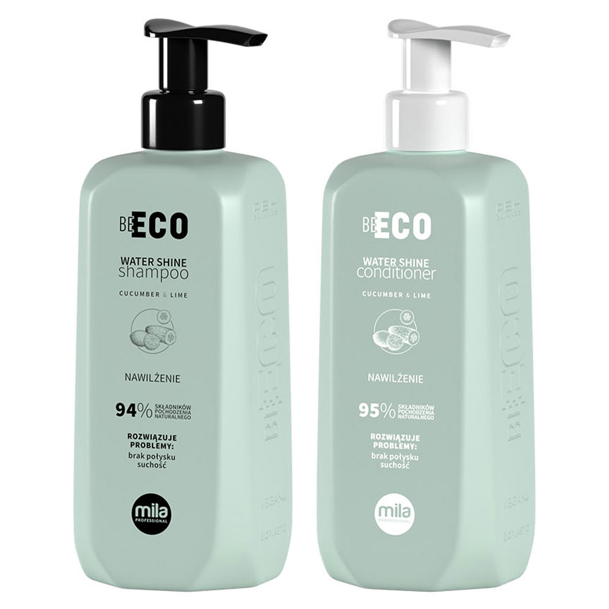 Mila Professional Be Eco Water Shine zestaw nawilżający do włosów | szampon 250ml, odżywka 250ml