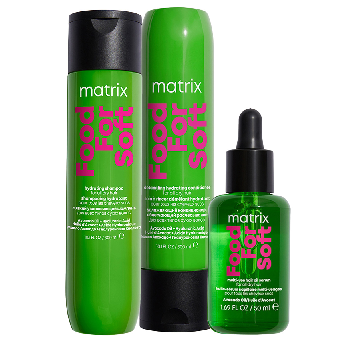 Matrix Food For Soft szampon, odżywka i olejek nawilżające suche włosy