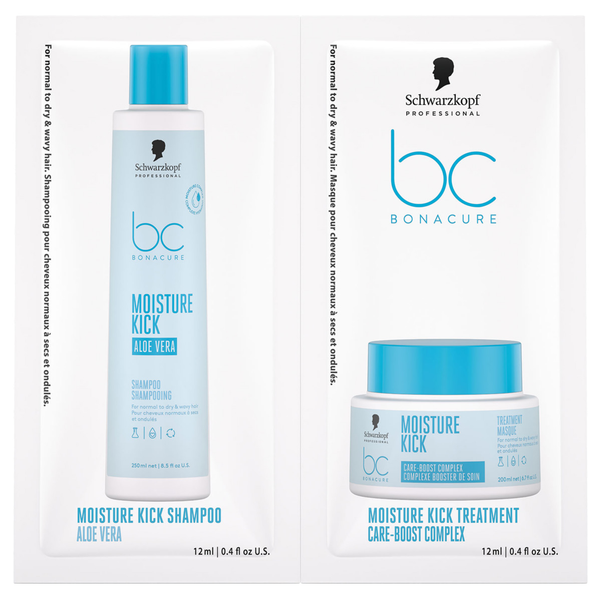 Schwarzkopf Professional BonaCure Moisture Kick zestaw nawilżający do włosów | szampon 12ml + maska 12ml