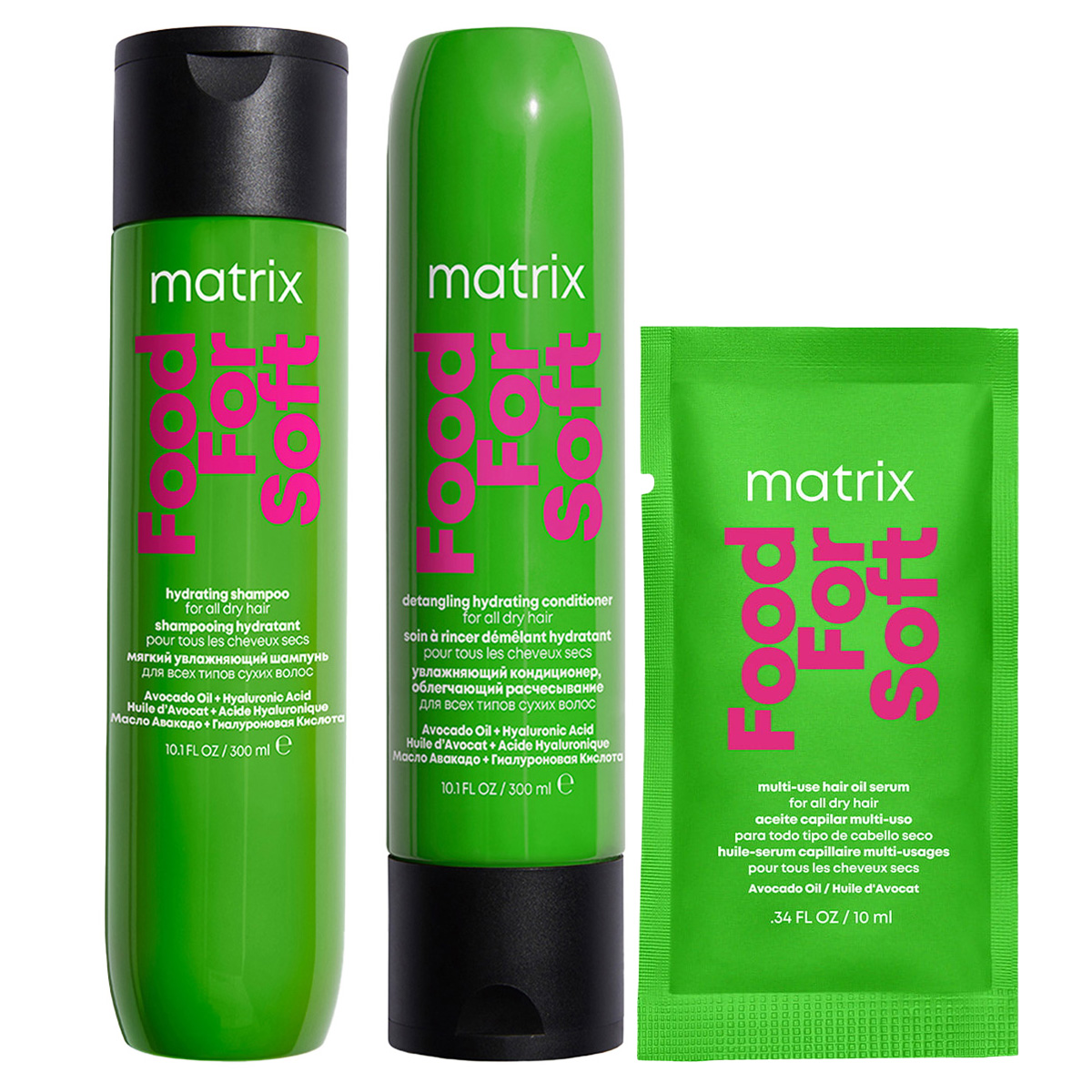 Matrix Food For Soft nawilżający zestaw do włosów suchych | szampon, odżywka, olejek 10ml