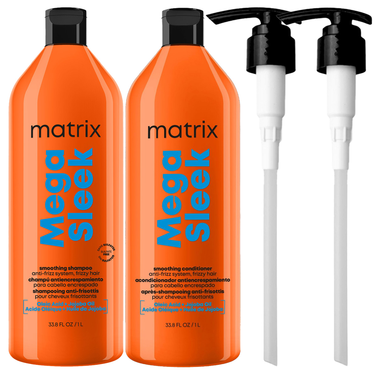 Matrix  Mega Sleek zestaw wygładzający włosy puszące | szampon 1000ml, odżywka 1000ml